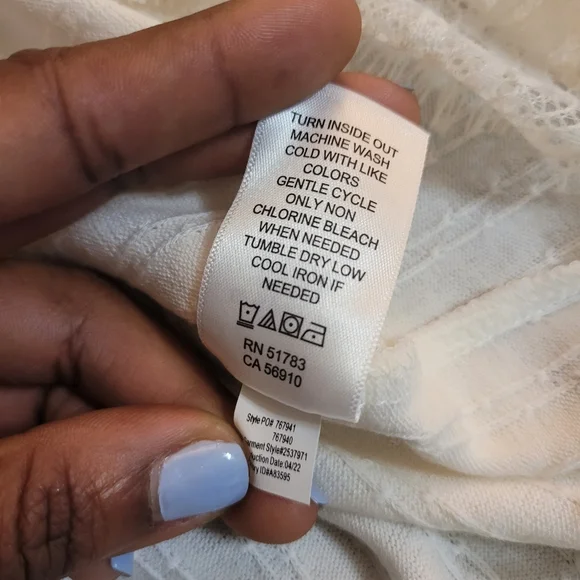 Maurices Longsleeve Boho Lace Trim Dress Size Large Cream White - Picture 6 of 6